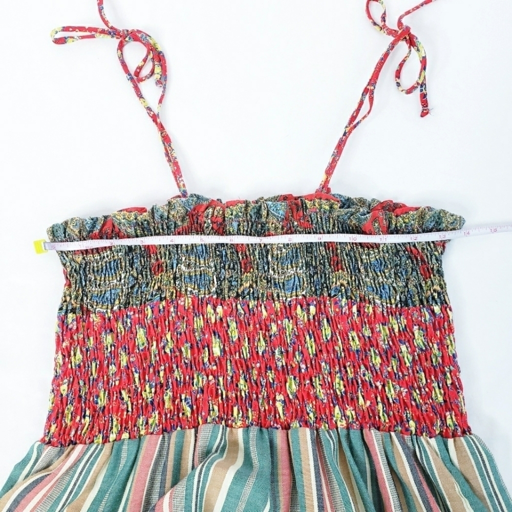 *Last Chance* Vintage Smocked Tiered Floral Midi Dress Boho Cottagecore - Picture 9 of 16